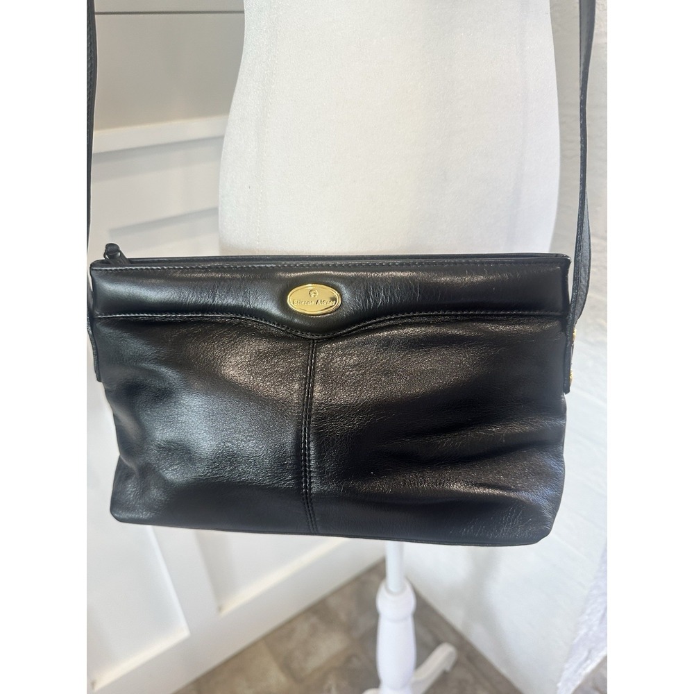 Etienne Aigner Black Leather Crossbody Purse Slim‎ Shoulder Bag Vintage